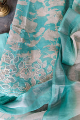 Elegant Cotton Linen Suit with  Laser-Cut Detailing & Embroidery